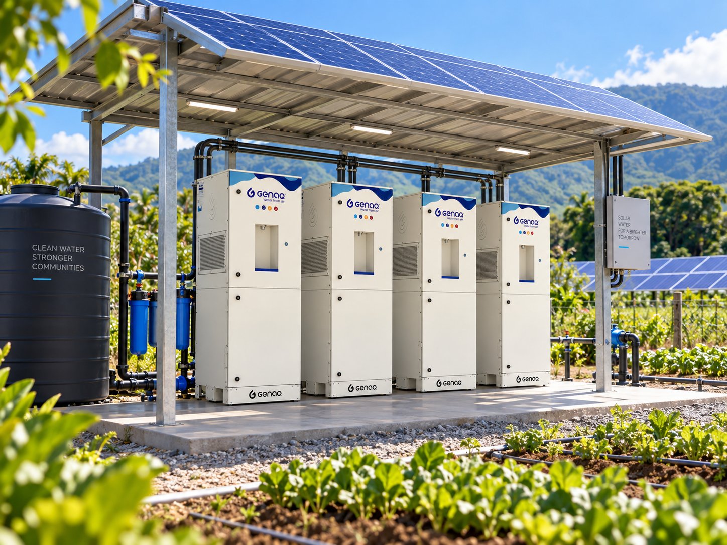Portable blue Circular atmospheric water generator for remote sites