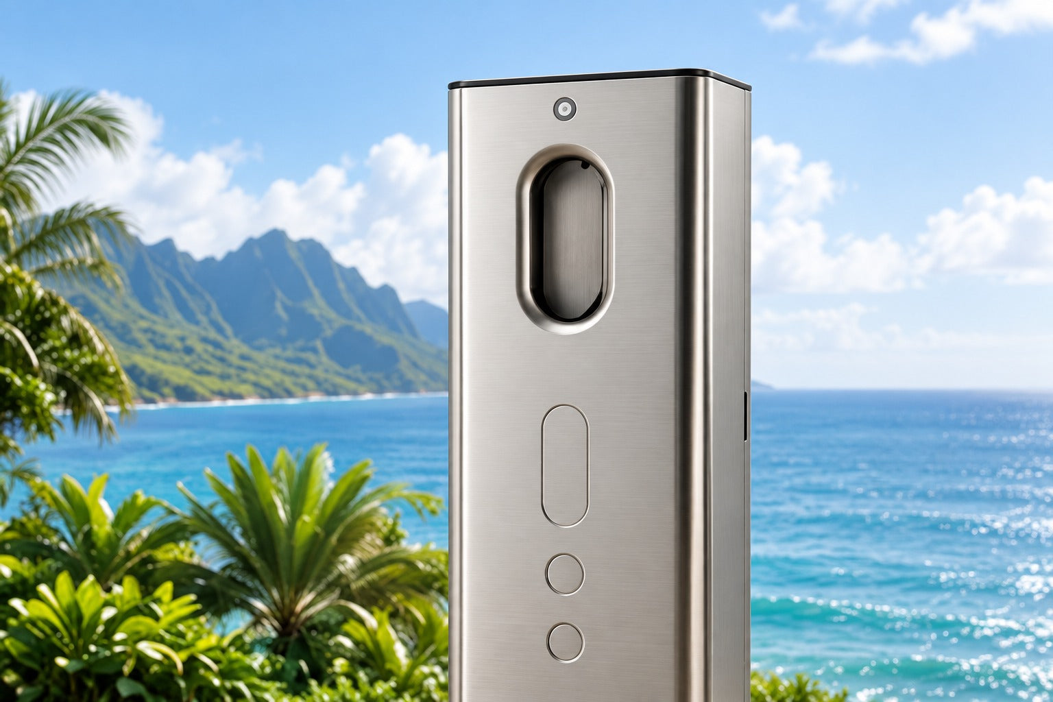 Kara unit overlooking a tropical coastline